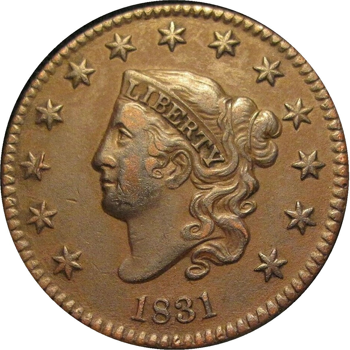 1831-1c-Coronet-Large-Cent-13-Stars-Newcomb-8-R-3